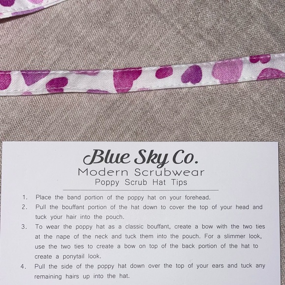 NEW Blue Sky Scrubs “Cherry Hearts” Poppy Bouffant Surgical Scrub Cap Hat Bonnet - Picture 5 of 5